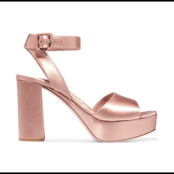 MIU MIU Satin Platform Sandals Pink 37 EU/6.5 US - Picture 5 of 5